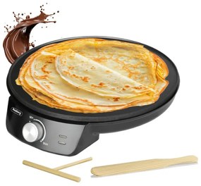 Уред за палачинки Rosberg R51323A, 1200W, Включен прибор, 30 см, Терморегулатор, Черен