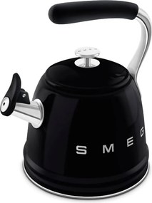 Свирещ чайник Smeg CKLW2001BL,  2.3 л, Индукция, Ненагряваща се дръжка, Стомана, Черен
