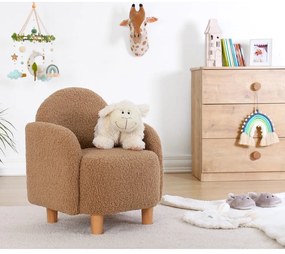 Кафяв детски фотьойл от плат букле Moylo – Artie