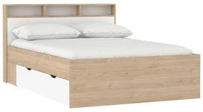 Двойно легло от дъбов декор с място за съхранение без ламелно дъно в естествен цвят 140x200 cm Ikast – Tvilum