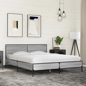 3280005 vidaXL Нощно шкафче, сив сонома, 150x200 см, инженерно дърво и метал