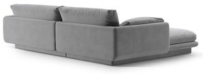 Светлосив кадифен ъглов диван (десен ъгъл) Torino – Micadoni