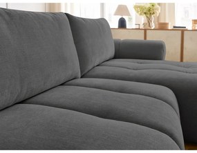 Тъмносив сгъваем/с място за съхранение ъглов диван (десен ъгъл) Fuji – Bobochic Paris