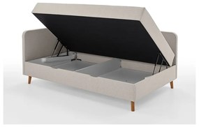 Бежово тапицирано единично легло с място за съхранение 120x200 cm Cabana - Meise Möbel