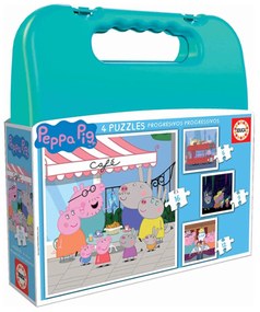 Комплект от 4 Пъзела Educa Peppa Pig Progressive (6-9-12-16 pcs)