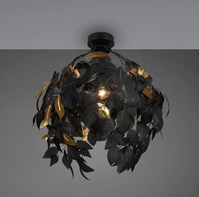 Матово черно метално осветително тяло за таван с пластмасов абажур ø 38 cm Leavy – Reality