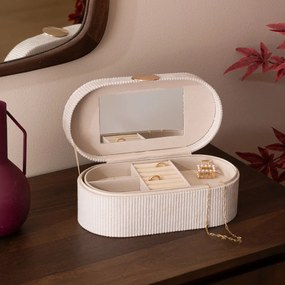 Кутия за съхранение atmosphera Enya, 25 cm, Велур - Бежов