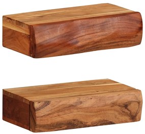 373628 vidaXL Стенни рафтове, 2 бр, 30x17x8 см, акациево дърво масив