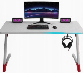 Бяла геймърска PC маса с RGB LED осветление Šírka: 140 cm