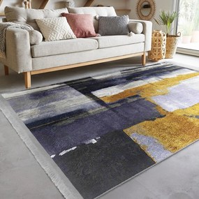 Жълт/тъмносин килим подходящ за пране 120x180 cm Unique – Mila Home
