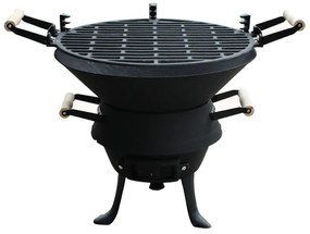 Разопакован: Чугунено барбекю Rosberg R51720A, Лята решетка, Дървени дръжки, 35.5х38 см, Черен