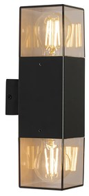 Външна стенна лампа черна с опушен абажур 2-светлина IP44 - Denmark