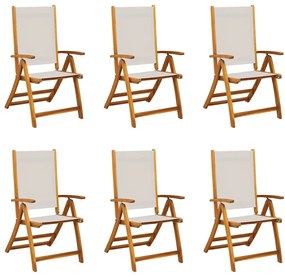 3279239 vidaXL Сгъваеми градински столове, 6 бр, акация масив и textilene
