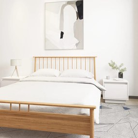 813398 vidaXL Нощни шкафчета, 2 бр, бели, 35x34x32 см, борово дърво масив