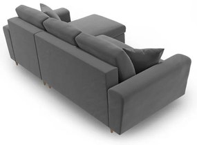 Светлосив кадифен разтегателен ъглов диван с място за съхранение Kyoto – Cosmopolitan Design