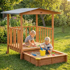 Детски пясъчник Merle с UV защита и покрита веранда за игра