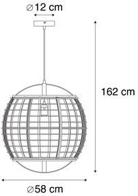 Ориенталска висяща лампа кафява 58 см - Pascal