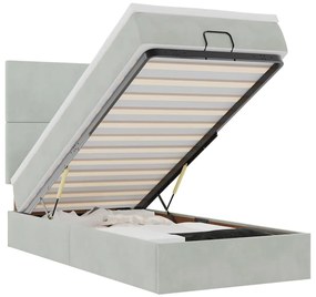 3314228 vidaXL Османска легло с матраци и LED, светлосиво, 100x200 см, кадифе
