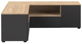 Масичка за телевизор с дъбов декор в черно и натурално 130x46 cm Angle - TemaHome