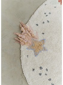 Кремаво ръчно изработено памучно детско килимче за игра подходящо за пране ø140 cm Interstellar Journey – Lorena Canals