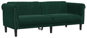 372587 vidaXL 3-местен диван, тъмнозелен, кадифе