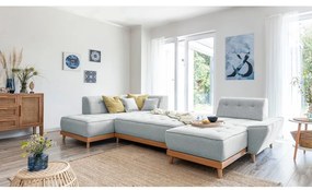 Светлосив U-образен разтегателен диван, ляв ъгъл Dazzling Daisy - Miuform