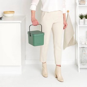 Кош за разделно събиране на боклук Brabantia Sort&Go 1003233, 6 л, Дръжка, Възможност за стенен монтаж, Тъмнозелен