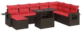 3327884 vidaXL Градински комплект диван с възглавници 9 части кафяв полиратан