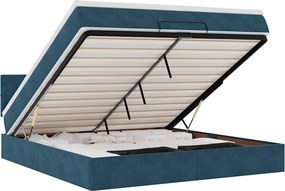 3312642 vidaXL Османска легло с матрак и LED, тъмносиньо, 180x200 см, кадифе