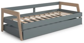 Зелено/сиво-зелено детско легло 90x200 cm от масивен бор разтегателно с място за съхранение с включена подматрачна рамка Carrie – Marckeric