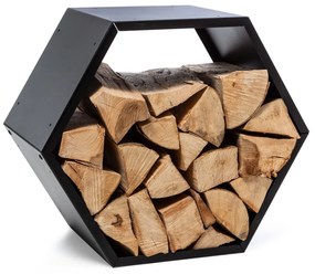 Blumfeldt Hexawood Black, поставка за дърво, шестоъгълна форма, 50,2 × 58 × 32 cm