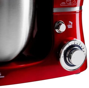 Планетарен миксер Techwood TRO-1055, 1000W, 5 литра, 6 скорости, 3 приставки, Червен/Инокс