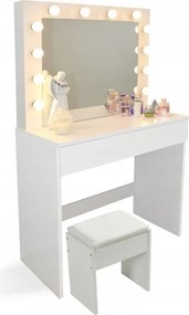 Стилна тоалетка/козметична масичка с LED осветление и табуретка