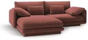 Розов кадифен ъглов диван (ляв ъгъл) Torino – Micadoni