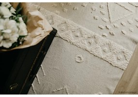 Бял ръчно изработен памучен килим подходящ за пране 170x240 cm Tribu Natural – Lorena Canals