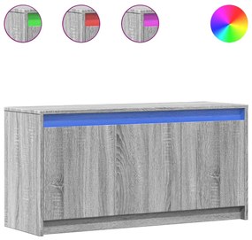 852213 vidaXL ТВ шкаф с LED, сив сонома, 100x34x50 см, инженерно дърво