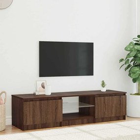 822683 vidaXL ТВ шкаф с LED осветление, кафяв дъб, 140x40x36 см