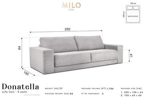 Сив велурен разтегателен диван Donatella - Milo Casa