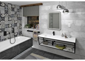 Бяла/черна метална стенна стойка за умивалник 218x40 cm Aruba – Sapho