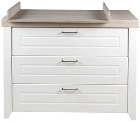 Бял нисък скрин в декор от бряст с масичка за преповиване 120x98 cm Felicia - Roba