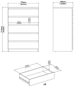 Скрин от дъбов декор в естествен цвят 77x111x50 cm Naia – Tvilum