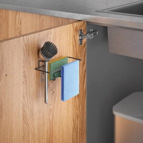 Матово черен метален органайзер за мивки без пробиване Lava – Metaltex