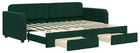 3196972 vidaXL Канапе изтеглящо легло и чекмеджета тъмнозелен 80x200 см кадифе