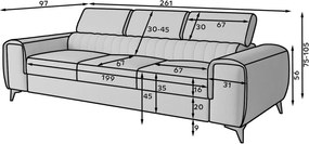 Антрацитен кадифен разтегателен диван 261 cm Laurence – ELTAP
