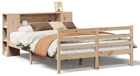 3321850 vidaXL Легло с етажерка за книги, без матрак, 120x200 см, бор масив