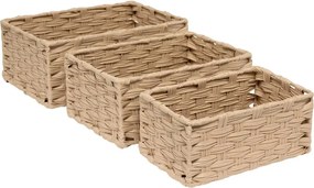 Комплект от 3 коша за съхранение 5five Tresse, PE, Високи, Бежови