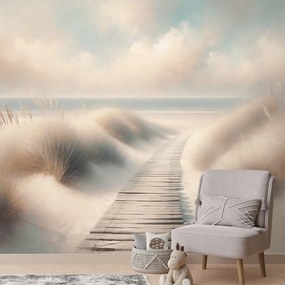 Тапет – Пясъчен плаж с дървена пътека