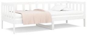 814685 vidaXL Дневно легло без матрак, бял, 80x200 см, борово дърво масив