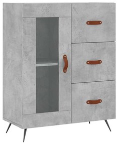 828016 vidaXL Сайдборд, бетонно сив, 69,5x34x90 см, инженерно дърво