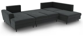 Тъмносив кадифен разтегателен ъглов диван с място за съхранение (десен ъгъл/U форма) Kyoto – Cosmopolitan Design